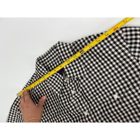 Ralph Lauren Collection Runway 2000 Silk Pearl Snap Button Up Shirt Top Gingham - Picture 12 of 16